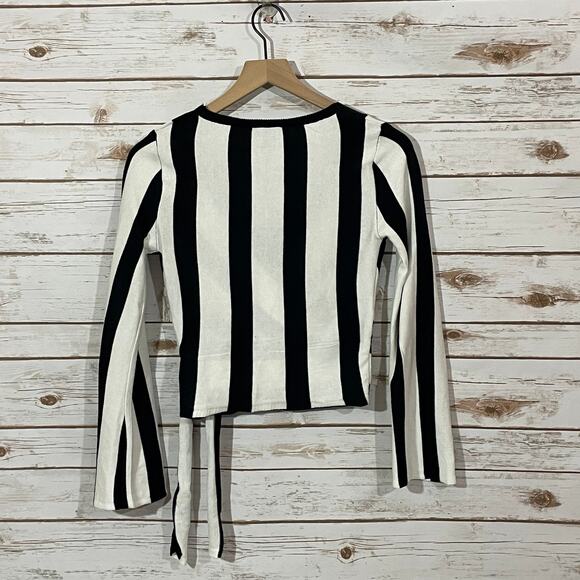Topshop Striped Side Tie Knit Top - Navy/White - US 2 - Picture 14 of 14
